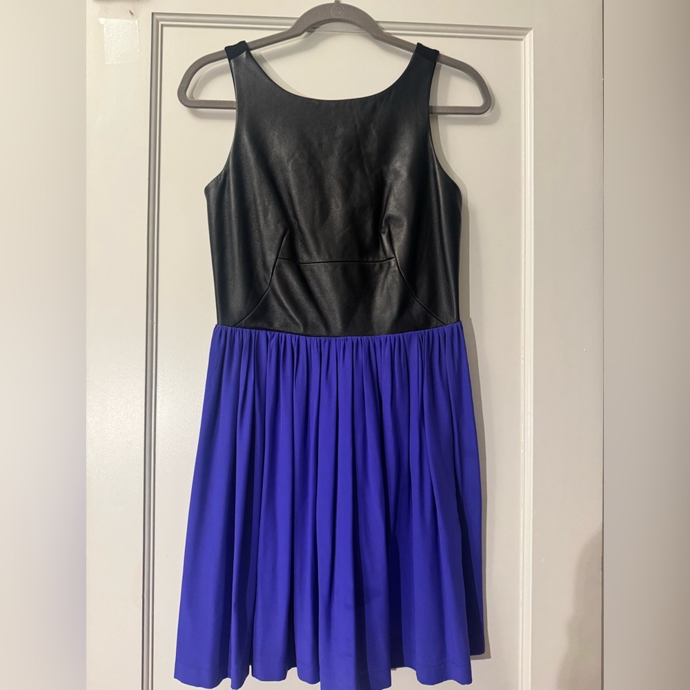 Amanda Uprichard Black and Blue Midi Dress